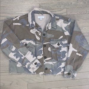 TOPSHOP | Camo Denim Cropped Jacket